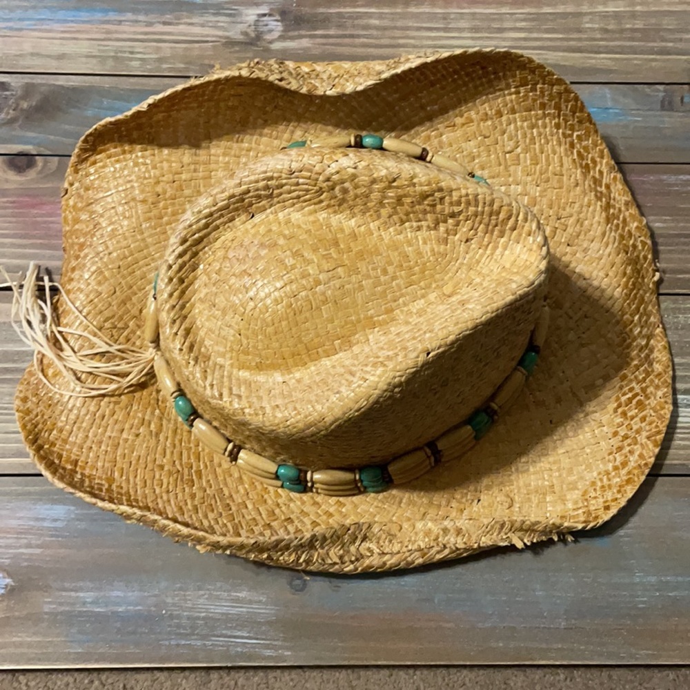 Beaded Straw Cowboy Hat